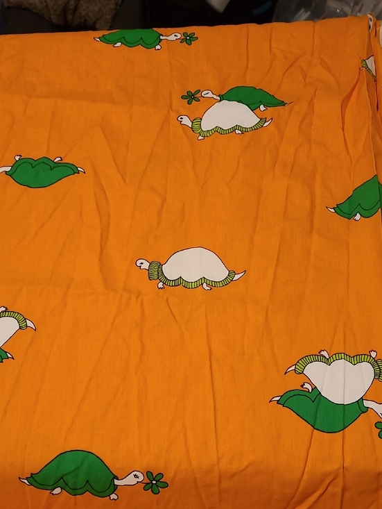 turtle fabric Other - Vintage Turtle Fabric Cotton, Orange Green Thick Ameritex Co.